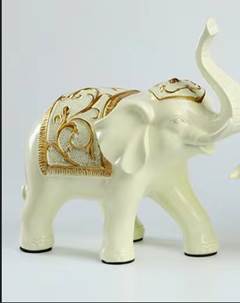 ESTATUA DECORATIVA ELEFANTE INDIANO RESINA CREME 22X23CM ED508119