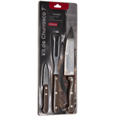 KIT CHURRASCO INOX 7 DUCHEF COM CABO MADEIRA 3PCS ED508689