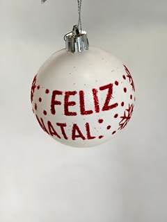 KIT DE BOLA NATALINA FELIZ NATAL 4 PECAS 6CM CORES