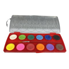 TINTA AQUARELA PO C/ PINCEL 12 CORES PASTILHA ED508008