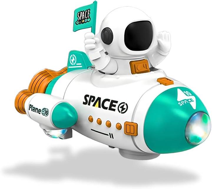 BRINQUEDO FOGUETE ESPACIAL ASTRONAUTA GIRATORIO 360º C/ LUZ SOM A PILHA ...