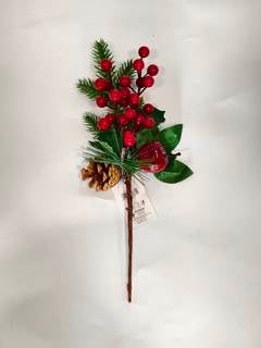 PICK NATALINO BERRY COM PINHA 31CM VERMELHO