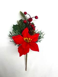 PICK NATALINO BERRY COM FLOR 31CM VERMELHO ED509454