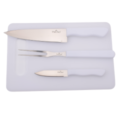 KIT CHURRASCO C/ TABUA CORTE PLASTICO 4 PCS ED509015