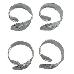 JOGO ANEL GUARDANAPO METAL FOLHAGEM 4PCS PRATA ED509975