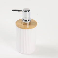 PORTA SABONETE LIQUIDO DE PLASTICO COM BAMBU REDONDO ED510022