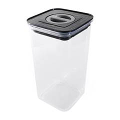 POTE HERMETICO PLASTICO QUADRADA COM TAMPA SMART LOCK PRETA 1,5L TRANSPARNTE ED510056