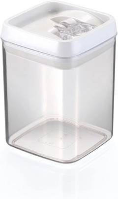 POTE HERMETICO PLASTICO QUADRADO COM TAMPA BRANCO 1,7L TRANSPARENTE  ED510059