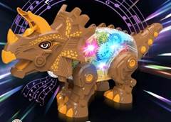 TRICERATOPS PLASTICO ENGRENAGEM ANDA COM LUZ E SOM A PILHA 30CM ED509710