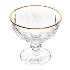 TACA SOBREMESA VIDRO DIAMOND 250ML FIO DOURADO