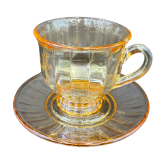 JOGO XICARA CHA VIDRO COM PIRES 6PC AMBAR ED510135