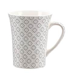CANECA PORCELANA GEOMETRICA 340ML PRETA BRANCO ED509549