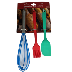 KIT UTENSILIOS DE COZINHA DE SILICONE 3 PECAS CORES SORTIDAS ED510251