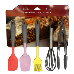 KIT UTENSILIOS COZINHA SILICONE 5PCS SORTIDOS ED510253