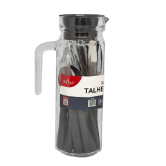 JOGO DE TALHERES COM JARRA 16 PECAS PRETO ED510498