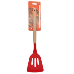 ESPATULA VAZADA DE SILICONE DUCHEF COM CABO MADEIRA VERMELHO ED510559