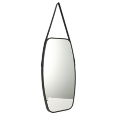 ESPELHO RETANGULAR PAREDE ALCA COURO PRETO 58CM ED510285