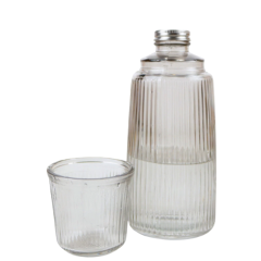 MORINGA VIDRO CANELADO C/COPO 900ML TRANSPARENTE ED510143