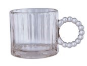 CANECA VIDRO C/ ALCA BOLINHA 330ML TRANSPARENTE
