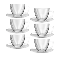 JOGO XICARA CAFE C/PIRES VIDRO GRAFIATA 6UN 90ML