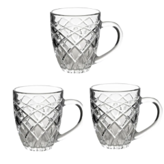 JOGO XICARA CHA VIDRO ARTEMIS 3PCS 240ML TRANSPARENTE