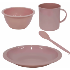 KIT REFEICAO INFANTIL PLASTICO 4PCS ROSA