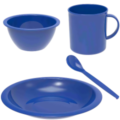 KIT REFEICAO INFANTIL PLASTICO 4PCS AZUL