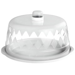 QUEIJEIRA PLASTICO REDONDO COM TAMPA 16CM BRANCO