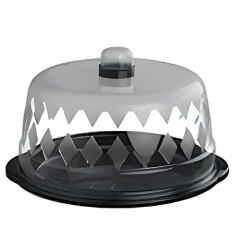 QUEIJEIRA PLASTICO REDONDA COM TAMPA 16CM PRETO