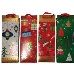 SACOLA DE PRESENTE PARA VINHO 35X9X12CM SORTIDO ED510928
