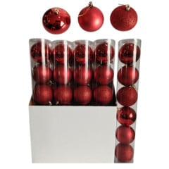 BOLA TUBO NATAL 8CM 6PC VERMELHO ED510952