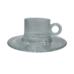 JOGO XICARAS CAFE VIDRO GRAFIATTO C/PIRES 80ML 12PCS ED510128