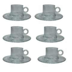 JOGO XICARAS CAFE VIDRO GRAFIATTO C/PIRES 80ML 12PCS ED510128