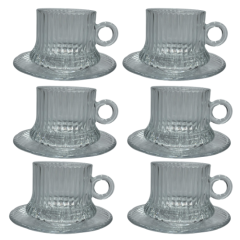 JOGO XICARAS CAFE VIDRO GRAFIATTO C/PIRES 200ML 12PCS ED510129
