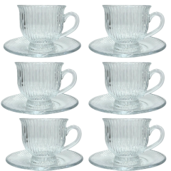 JOGO XICARA CAFE VIDRO GRAFIATTO C/ PIRES 12PCS ED510134