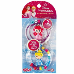 KIT INFANTIL DISNEY PRINCESAS PULSEIRA COLAR C/ PINGENTES