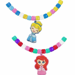 KIT INFANTIL DISNEY PRINCESAS PULSEIRA COLAR C/ PINGENTES