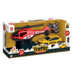 KIT CARRINHO C/ HELICOPTERO BRINQUEDO TRAFIC SERVICE