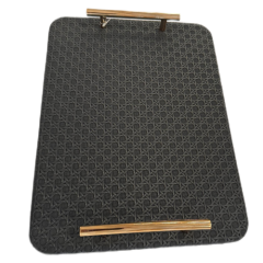 BANDEJA DECORATIVA MDF RETANGULAR C/ALCA DOURADA 41,5X31.5CM PRETO ED511171