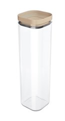 POTE HERMETICO ACRILICO COM TAMPA BEGE 2,2L TRANSPARENTE