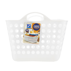 CESTO ROUPA PLASTICO RETANGULAR FLEX  22L BRANCO