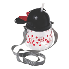 GARRAFA LUDICA PLASTICO C/ TAMPA AUTOMATICA CANUDO FLIP MINNIE 1,1L PRETO