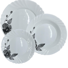 JOGO PRATO OPALINE 12PCS FLORAL ED510469
