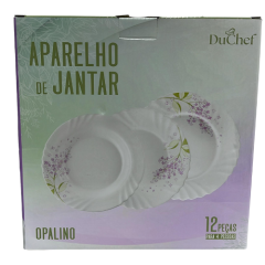 JOGO PRATO OPALINE 12PCS JARDIM ED510470