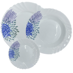 JOGO PRATO OPALINE 12PCS BLUE ED510471