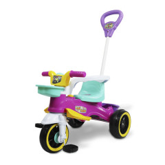 TRICICLO PLAY TRIKE INFANTIL ROSA COM EMPURRADOR E CINTO DE SEGURANÇA MARAL