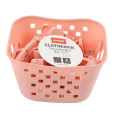 CESTO DE PLASTICO COM 24 PRENDEDORES DE ROUPA CORES  ED511440