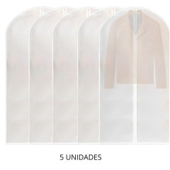 CAPA PROTETORA PLASTICO C/ZIPER PARA ROUPAS 5UN 120X60CM ED510532