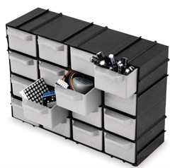 GAVETEIRO MESA PLAST 16GAV 28X15CM PRETA