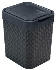 LIXEIRA PIA RATTAN PLAS C/TP CLICK 5L PRETA